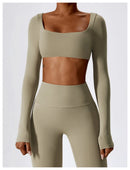 Sexy Yoga Shirts Crop Top Long Sleeves Shirts For Women Yoga Sports Fitness Gym Clothes Workout Tops Sports Shirts