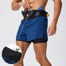 Running Shorts Male 2 in 1 Marathon Fitness Short Gym Man Basketball Workout Pants Multi-pocket Double Deck Sports Shorts Men