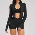 3PCS Yoga Sets Elastic Tight Zipper Sports Tops Sports Underwear Cycling Shorts Gym Workout Running Push Up Stylish Fitness Set