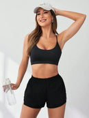 2026 New Style Faux Two-Piece Anti-Exposure Yoga Shorts Sports Shorts Running Fitness Tennis Casual Basic Sports Pants Women's