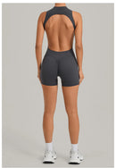 Women Sports Jumpsuit V Back One-piece Suit Sleeveless Yoga Romper Yoga Set Backless Sportswear Women Zipper Workout Bodysuits