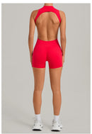 Women Sports Jumpsuit V Back One-piece Suit Sleeveless Yoga Romper Yoga Set Backless Sportswear Women Zipper Workout Bodysuits