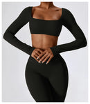 Sexy Yoga Shirts Crop Top Long Sleeves Shirts For Women Yoga Sports Fitness Gym Clothes Workout Tops Sports Shirts