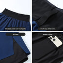 Running Shorts Male 2 in 1 Marathon Fitness Short Gym Man Basketball Workout Pants Multi-pocket Double Deck Sports Shorts Men