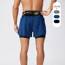 Running Shorts Male 2 in 1 Marathon Fitness Short Gym Man Basketball Workout Pants Multi-pocket Double Deck Sports Shorts Men