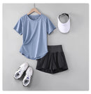 DRUR 2pcs Yoga Set Women Summer Sports Suit 2 Piece Sportswear Outfits Female Short Sleeve Fitness Tops Running Shorts Sets New