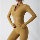 Yoga Long Sleeve Sports Jacket Women's Zip Fitness Yoga Shirt Slim Fit Gym Top Activewear Running Coats Workout Cycling Clothes