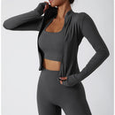 Yoga Long Sleeve Sports Jacket Women's Zip Fitness Yoga Shirt Slim Fit Gym Top Activewear Running Coats Workout Cycling Clothes