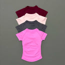 HISTELLO Sport Short Sleeve Top Seamless Yoga Leotard Clothing Women Running Sports T Shirt Workout Shirts Fitness Sports Vest