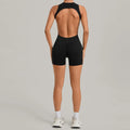 Women Sports Jumpsuit V Back One-piece Suit Sleeveless Yoga Romper Yoga Set Backless Sportswear Women Zipper Workout Bodysuits