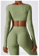 Sexy Yoga Shirts Crop Top Long Sleeves Shirts For Women Yoga Sports Fitness Gym Clothes Workout Tops Sports Shirts