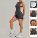 Women Sports Jumpsuit V Back One-piece Suit Sleeveless Yoga Romper Yoga Set Backless Sportswear Women Zipper Workout Bodysuits