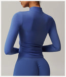 Yoga Long Sleeve Sports Jacket Women's Zip Fitness Yoga Shirt Slim Fit Gym Top Activewear Running Coats Workout Cycling Clothes