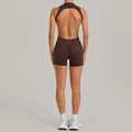 Women Sports Jumpsuit V Back One-piece Suit Sleeveless Yoga Romper Yoga Set Backless Sportswear Women Zipper Workout Bodysuits