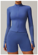 Yoga Long Sleeve Sports Jacket Women's Zip Fitness Yoga Shirt Slim Fit Gym Top Activewear Running Coats Workout Cycling Clothes