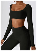 Sexy Yoga Shirts Crop Top Long Sleeves Shirts For Women Yoga Sports Fitness Gym Clothes Workout Tops Sports Shirts