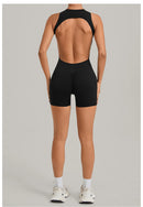 Women Sports Jumpsuit V Back One-piece Suit Sleeveless Yoga Romper Yoga Set Backless Sportswear Women Zipper Workout Bodysuits