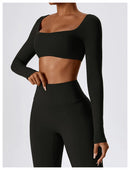 Sexy Yoga Shirts Crop Top Long Sleeves Shirts For Women Yoga Sports Fitness Gym Clothes Workout Tops Sports Shirts