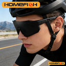 New European & American Men's Sports Sunglasses, One-Piece Windscreen Design for Outdoor Riding & Bicycle