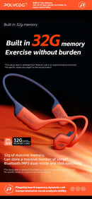 POLVCDG bone conduction swimming earphones IPX8 waterproof 32GB memory Bluetooth 5.4 silicone material 2025 new product x16