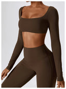 Sexy Yoga Shirts Crop Top Long Sleeves Shirts For Women Yoga Sports Fitness Gym Clothes Workout Tops Sports Shirts