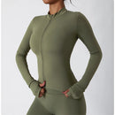 Yoga Long Sleeve Sports Jacket Women's Zip Fitness Yoga Shirt Slim Fit Gym Top Activewear Running Coats Workout Cycling Clothes