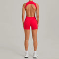 Women Sports Jumpsuit V Back One-piece Suit Sleeveless Yoga Romper Yoga Set Backless Sportswear Women Zipper Workout Bodysuits