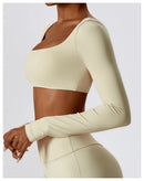 Sexy Yoga Shirts Crop Top Long Sleeves Shirts For Women Yoga Sports Fitness Gym Clothes Workout Tops Sports Shirts