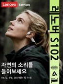 Genuine Lenovo S102 Bone Conduction Earphones Air Conduction Headphones V6.0 Wireless Sports HiFi Sound Swim Headset Waterproof