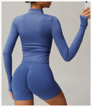 Yoga Long Sleeve Sports Jacket Women's Zip Fitness Yoga Shirt Slim Fit Gym Top Activewear Running Coats Workout Cycling Clothes