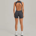 Women Sports Jumpsuit V Back One-piece Suit Sleeveless Yoga Romper Yoga Set Backless Sportswear Women Zipper Workout Bodysuits