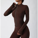 Yoga Long Sleeve Sports Jacket Women's Zip Fitness Yoga Shirt Slim Fit Gym Top Activewear Running Coats Workout Cycling Clothes