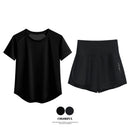 DRUR 2pcs Yoga Set Women Summer Sports Suit 2 Piece Sportswear Outfits Female Short Sleeve Fitness Tops Running Shorts Sets New