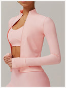 Yoga Long Sleeve Sports Jacket Women's Zip Fitness Yoga Shirt Slim Fit Gym Top Activewear Running Coats Workout Cycling Clothes
