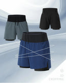 Running Shorts Male 2 in 1 Marathon Fitness Short Gym Man Basketball Workout Pants Multi-pocket Double Deck Sports Shorts Men