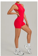 Women Sports Jumpsuit V Back One-piece Suit Sleeveless Yoga Romper Yoga Set Backless Sportswear Women Zipper Workout Bodysuits