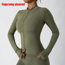 Yoga Long Sleeve Sports Jacket Women's Zip Fitness Yoga Shirt Slim Fit Gym Top Activewear Running Coats Workout Cycling Clothes