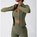 Yoga Long Sleeve Sports Jacket Women's Zip Fitness Yoga Shirt Slim Fit Gym Top Activewear Running Coats Workout Cycling Clothes