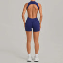 Women Sports Jumpsuit V Back One-piece Suit Sleeveless Yoga Romper Yoga Set Backless Sportswear Women Zipper Workout Bodysuits