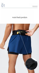 Running Shorts Male 2 in 1 Marathon Fitness Short Gym Man Basketball Workout Pants Multi-pocket Double Deck Sports Shorts Men