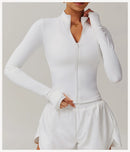 Yoga Long Sleeve Sports Jacket Women's Zip Fitness Yoga Shirt Slim Fit Gym Top Activewear Running Coats Workout Cycling Clothes