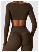 Sexy Yoga Shirts Crop Top Long Sleeves Shirts For Women Yoga Sports Fitness Gym Clothes Workout Tops Sports Shirts